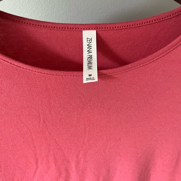 Zenana Premium Coral Top w/Tie Medium 3/4 Sleeve - Picture 3 of 4